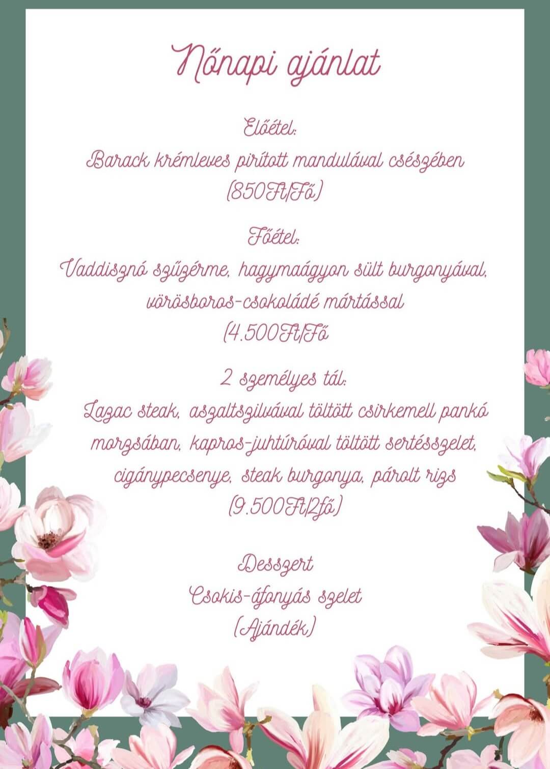 Régiposta Kisvendéglő - Nőnapi ajánlat